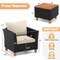 Costway 3 PCS Outdoor Patio Rattan Bistro Furniture Set Wooden Table Top Cushioned Sofa Black Brown